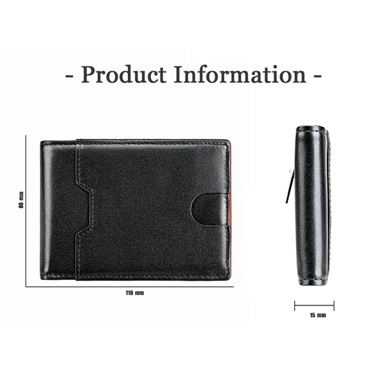 9651 Ultra-thin Two-fold RFID Anti-theft Genuine Leather Wallet For Men and Women(Orange)