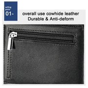 9651 Ultra-thin Two-fold RFID Anti-theft Genuine Leather Wallet For Men and Women(Blue)