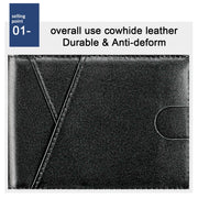 9653SN Men and Women Two-fold RFID Anti-theft Genuine Leather Wallet with Y-shaped Front Pocket(Black)
