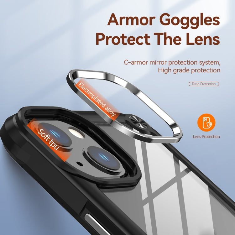 For iPhone 13 TPU + PC Lens Protection Phone Case(Black)