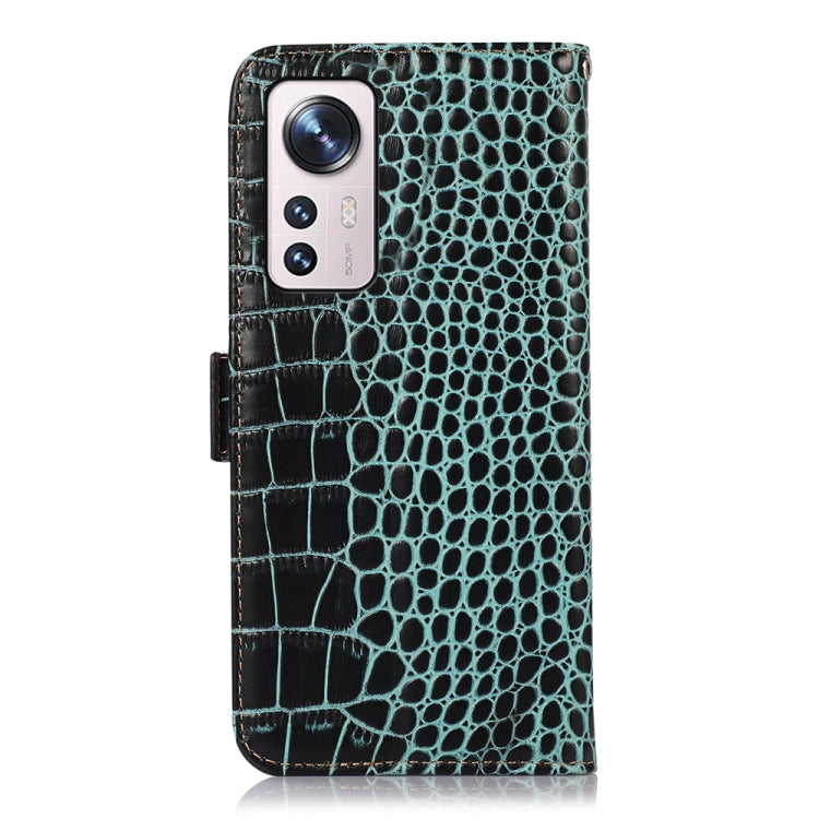 For Xiaomi 12 Pro Crocodile Top Layer Cowhide Leather Phone Case(Green)
