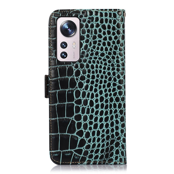 For Xiaomi 12 Pro Crocodile Top Layer Cowhide Leather Phone Case(Green)