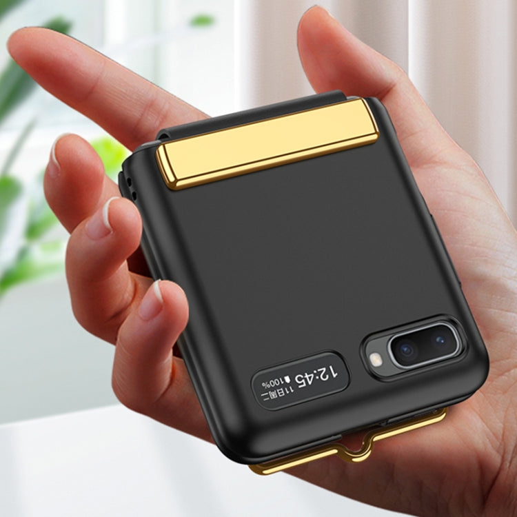 For Samsung Galaxy Z Flip GKK Ultra-thin Full Coverage Phone Flip Case with Wristband(Black)