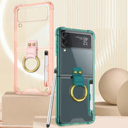 For Samsung Galaxy Z Flip3 5G GKK Shockproof Airbag Phone Case with Ring Holder & Stylus Pen(Transparent)