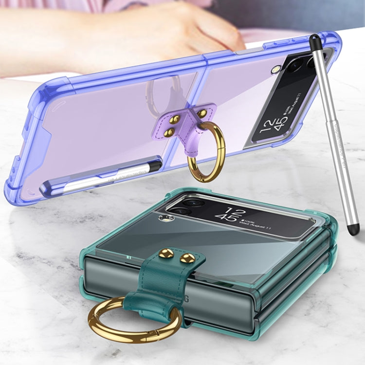 For Samsung Galaxy Z Flip3 5G GKK Shockproof Airbag Phone Case with Ring Holder & Stylus Pen(Transparent)