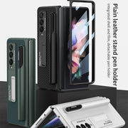 For Samsung Galaxy Z Fold3 5G GKK Ultra-thin Shockproof Leather Protective Case with Holder & Pen Slots(Black)