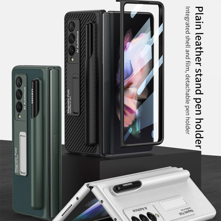 For Samsung Galaxy Z Fold3 5G GKK Ultra-thin Shockproof Leather Protective Case with Holder & Pen Slots(Black)
