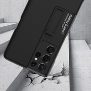 For Samsung Galaxy S21 Ultra 5G GKK Ultra-thin Shockproof Phone Case with Holder & Pen Slots & Stylus Pen(Silver)