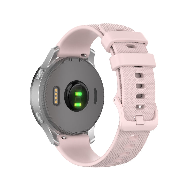 Compatible with Garmin Vivoactive 4S Small Plaid Silicone Watch Band(Rose Pink)