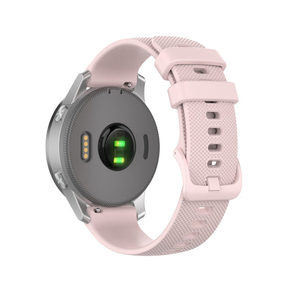 Compatible with Garmin Vivoactive 4S Small Plaid Silicone Watch Band(Rose Pink)