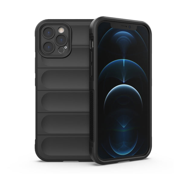 For iPhone 12 Pro Magic Shield TPU + Flannel Phone Case(Black)