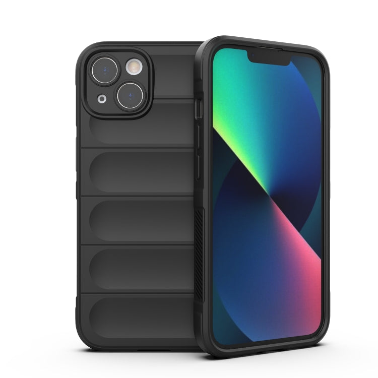 For iPhone 13 Magic Shield TPU + Flannel Phone Case(Black)