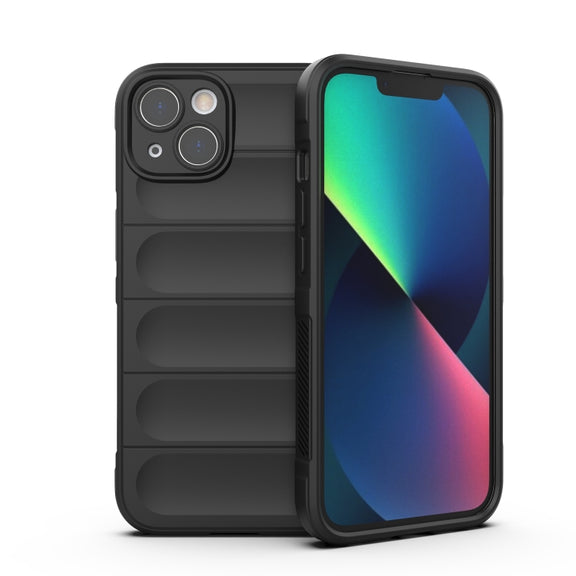 For iPhone 13 Magic Shield TPU + Flannel Phone Case(Black)