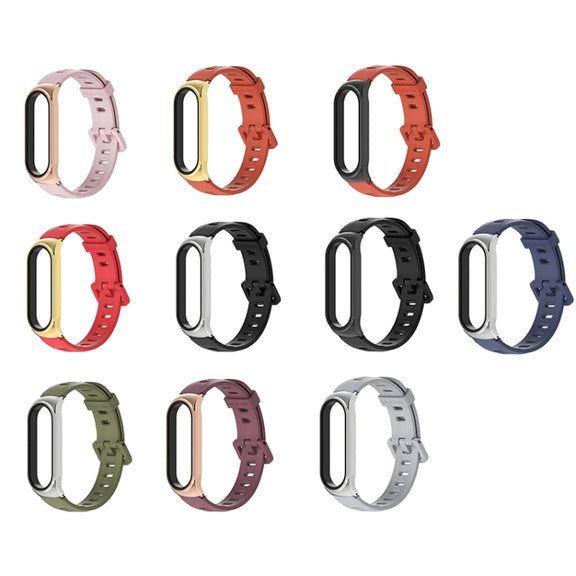 For Xiaomi Mi Band 6 / 5 / 4 / 3 Mijobs Flat Hole Silicone Watch Band, Style:CS Case(Red+Gold)