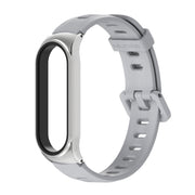 For Xiaomi Mi Band 6 / 5 / 4 / 3 Mijobs Flat Hole Silicone Watch Band, Style:CS Case(Grey+Silver)