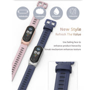 For Xiaomi Mi Band 6 / 5 / 4 / 3 Mijobs Flat Hole Silicone Watch Band, Style:CS Case(Midnight Blue+Silver) - Watch Bands by MIJOBS