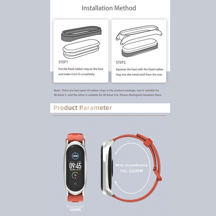 For Xiaomi Mi Band 6 / 5 / 4 / 3 Mijobs Flat Hole Silicone Watch Band, Style:CS Case(Midnight Blue+Silver) - Watch Bands by MIJOBS