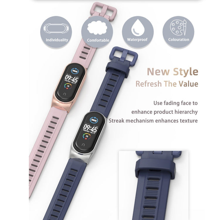 For Xiaomi Mi Band 6 / 5 / 4 / 3 Mijobs Flat Hole Silicone Watch Band, Style:Plus Case(Orange+Gold) - Watch Bands by MIJOBS
