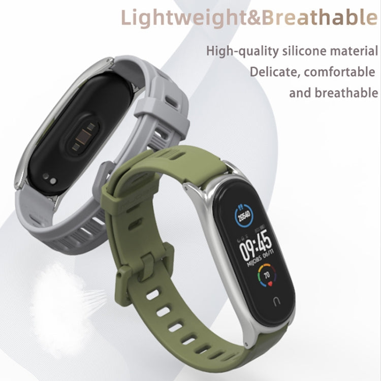 For Xiaomi Mi Band 6 / 5 / 4 / 3 Mijobs Flat Hole Silicone Watch Band, Style:Plus Case(Orange+Gold) - Watch Bands by MIJOBS