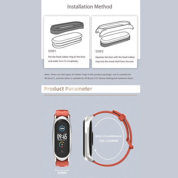 For Xiaomi Mi Band 6 / 5 / 4 / 3 Mijobs Flat Hole Silicone Watch Band, Style:Plus Case(Midnight Blue+Silver) - Watch Bands by MIJOBS
