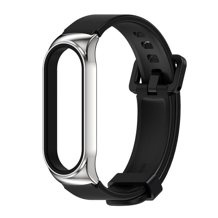 For Xiaomi Mi Band 3/4/5/6 Mijobs CS Silicone Water-resistant Watch Band(Black+Silver)