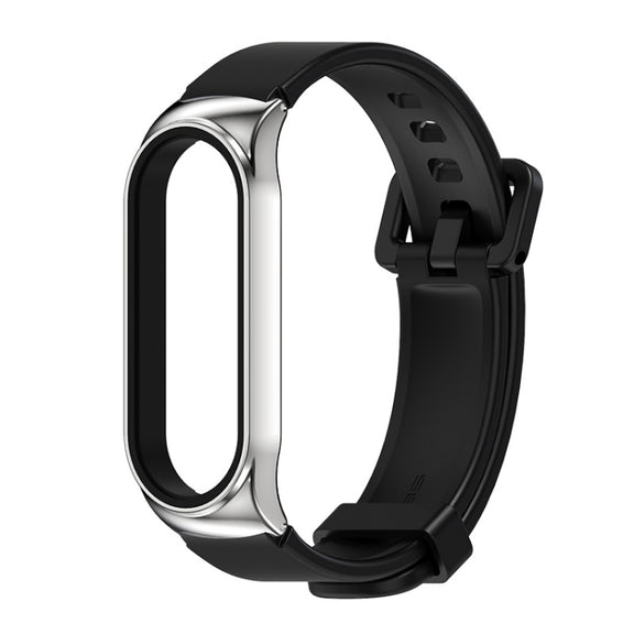 For Xiaomi Mi Band 3/4/5/6 Mijobs CS Silicone Water-resistant Watch Band(Black+Silver)