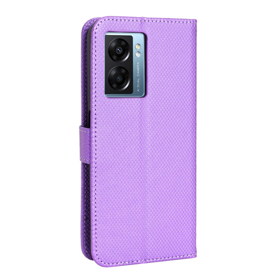 For OPPO A57 5G Diamond Texture Leather Phone Case(Purple)