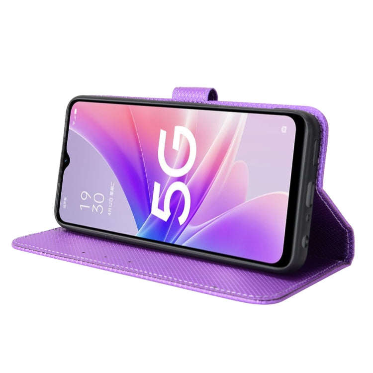 For OPPO A57 5G Diamond Texture Leather Phone Case(Purple)