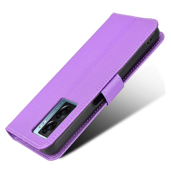 For OPPO A57 5G Diamond Texture Leather Phone Case(Purple)