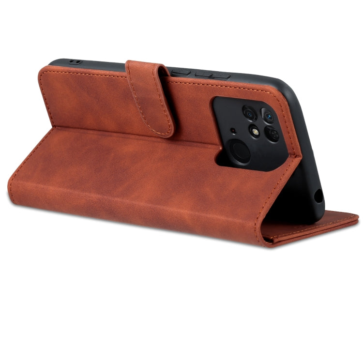 For Xiaomi Redmi 10C / Redmi 10 India AZNS Skin Feel Calf Texture Flip Leather Phone Case(Brown)