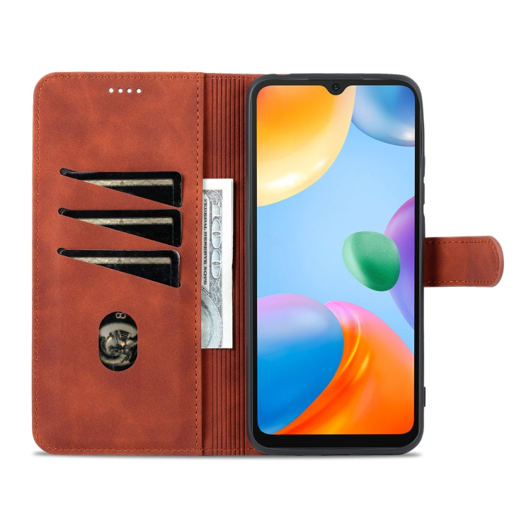 For Xiaomi Redmi 10C / Redmi 10 India AZNS Skin Feel Calf Texture Flip Leather Phone Case(Brown)
