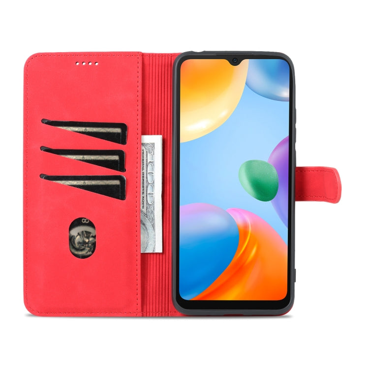 For Xiaomi Redmi 10C / Redmi 10 India AZNS Skin Feel Calf Texture Flip Leather Phone Case(Red)