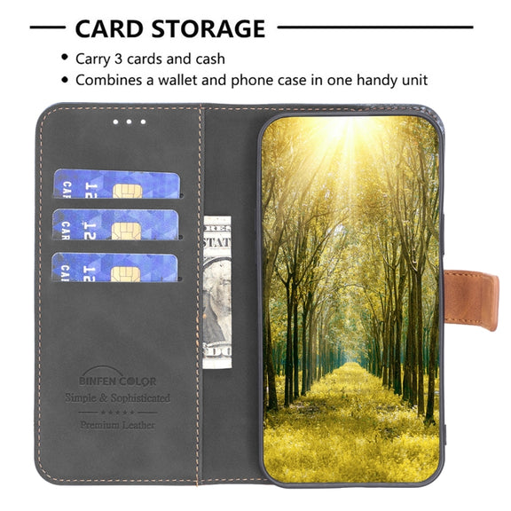 For Samsung Galaxy A53 BF11 Color Matching Skin Feel Leather Phone Case(Black)