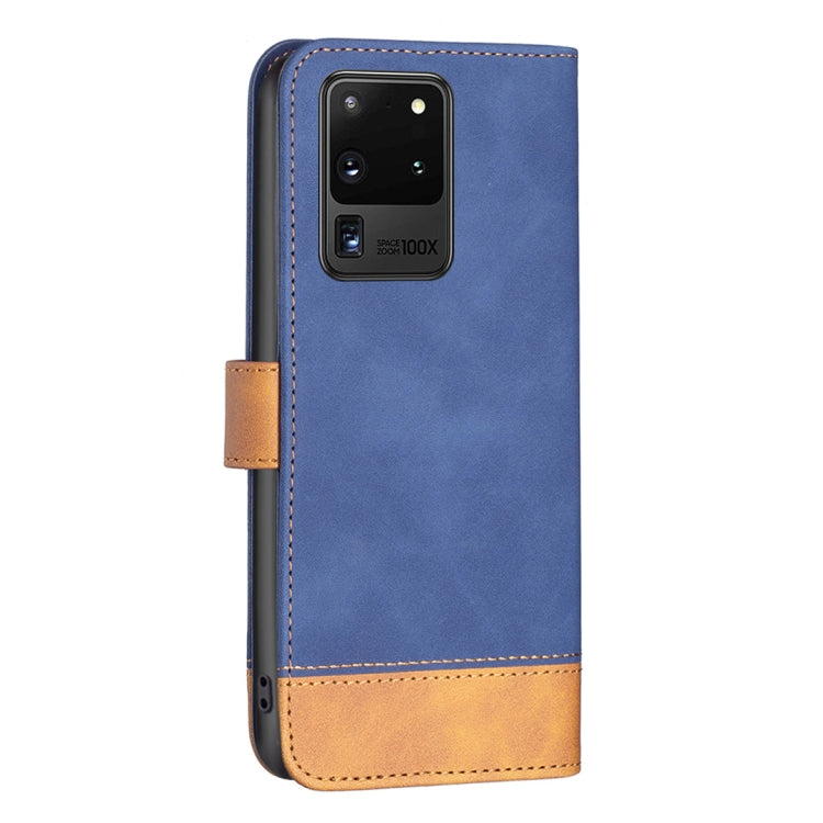 For Samsung Galaxy S20 Ultra BF11 Color Matching Skin Feel Leather Phone Case(Blue)