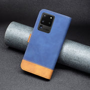 For Samsung Galaxy S20 Ultra BF11 Color Matching Skin Feel Leather Phone Case(Blue)