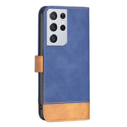 For Samsung Galaxy S21 Ultra 5G BF11 Color Matching Skin Feel Leather Phone Case(Blue)