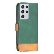 For Samsung Galaxy S21 Ultra 5G BF11 Color Matching Skin Feel Leather Phone Case(Green)