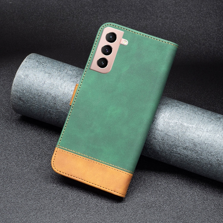 For Samsung Galaxy S21 5G BF11 Color Matching Skin Feel Leather Phone Case(Green)