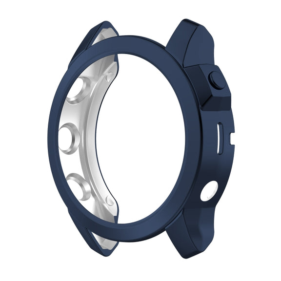 Compatible with Garmin Fenix 7X TPU Half-pack Hollowed Electroplating Watch Case(Midnight Blue)