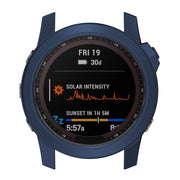 Compatible with Garmin Fenix 7X TPU Half-pack Hollowed Electroplating Watch Case(Midnight Blue)