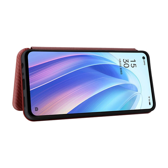 For OPPO Reno7 4G / F21 Pro 4G Carbon Fiber Texture Leather Phone Case(Brown)