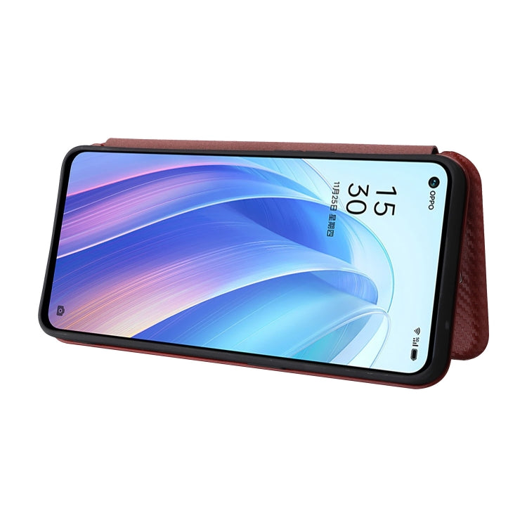 For OPPO Reno7 4G / F21 Pro 4G Carbon Fiber Texture Leather Phone Case(Brown)
