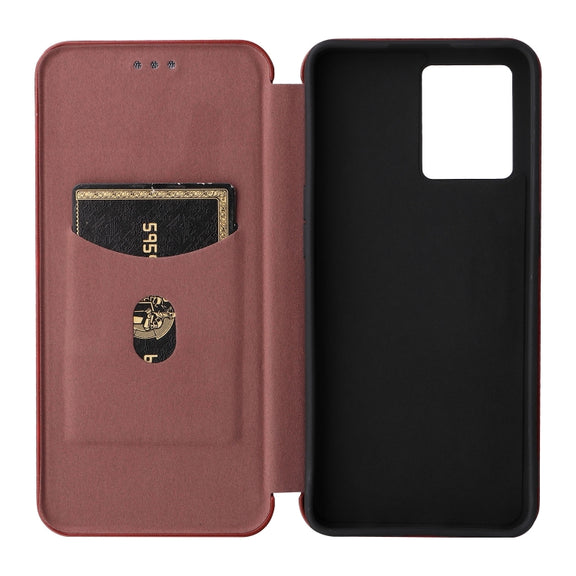 For OPPO Reno7 4G / F21 Pro 4G Carbon Fiber Texture Leather Phone Case(Brown)