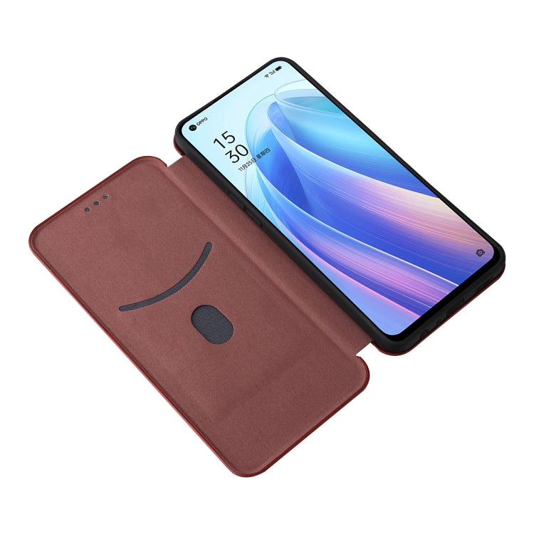 For OPPO Reno7 4G / F21 Pro 4G Carbon Fiber Texture Leather Phone Case(Brown)