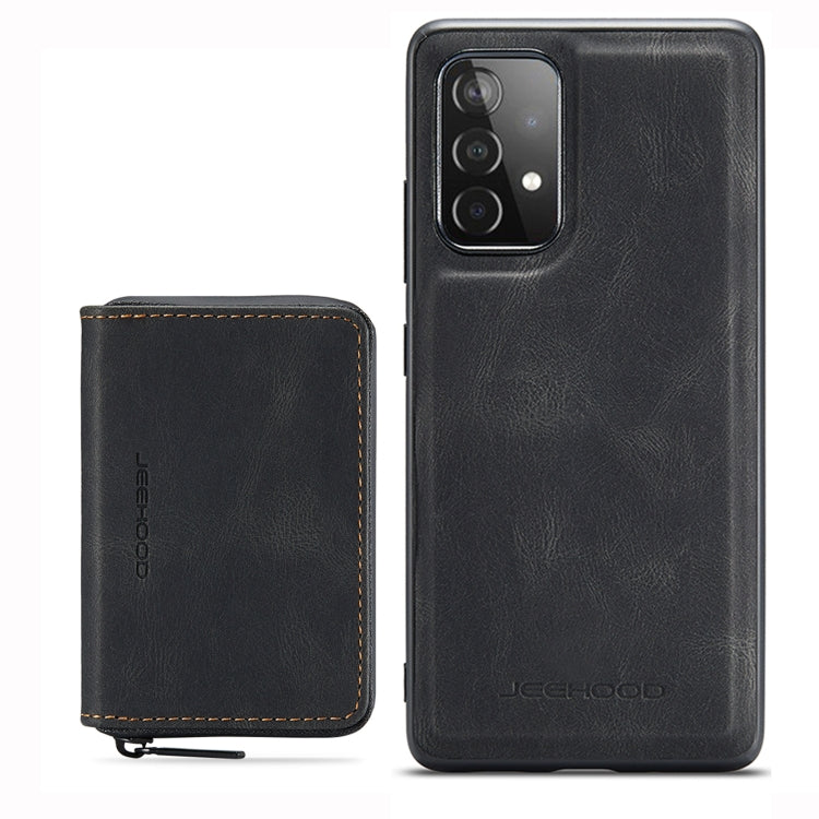 For Samsung Galaxy A33 5G JEEHOOD Magnetic Zipper Horizontal Flip Phone Leather Case(Black)