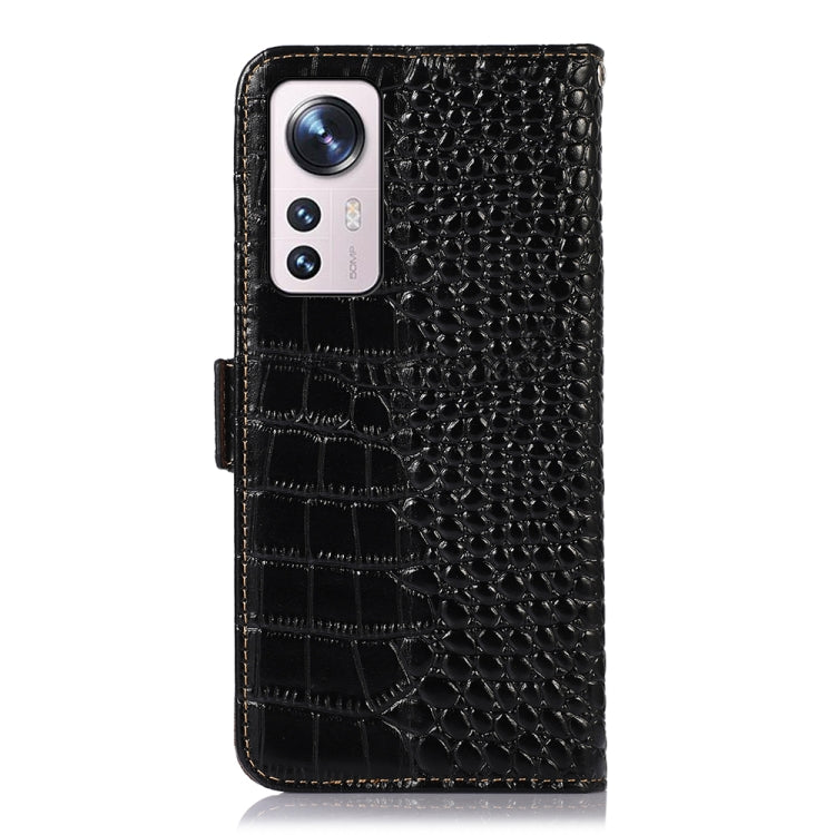 For Xiaomi 12 Lite Crocodile Top Layer Cowhide Leather Phone Case(Black)