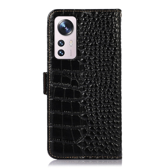 For Xiaomi 12 Lite Crocodile Top Layer Cowhide Leather Phone Case(Black)