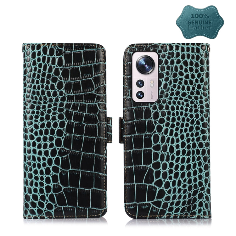 For Xiaomi 12 Lite Crocodile Top Layer Cowhide Leather Phone Case(Green)