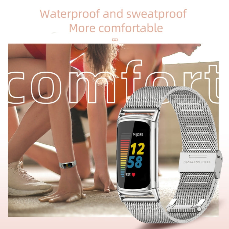 For Fitbit Charge5 Mijobs Milan Buckle Stainless Steel Metal Watch Band(Gold) - Watch Bands by MIJOBS