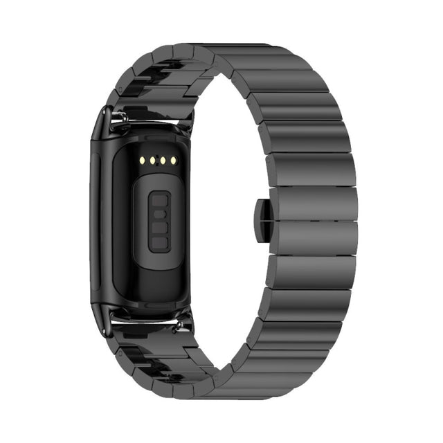 For Fitbit Charge 5 / Charge 6 Mijobs Bamboo Stainless Steel Metal Watch Band(Black)